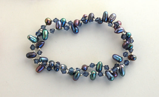 Black Freshwater Pearl Stretch Bracelet