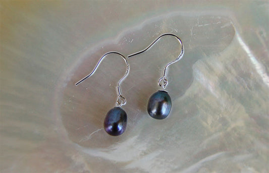 Black Freshwater Pearl Earrings