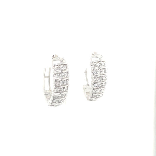 1 CTW Sterling Silver Diamond Hoop Earrings
