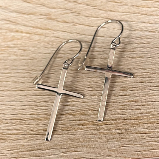 Polished Cross Dangle Earrings