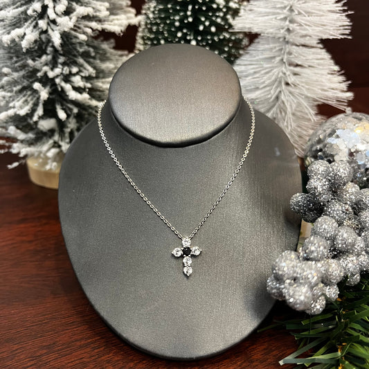 Sapphire & White Topaz Cross