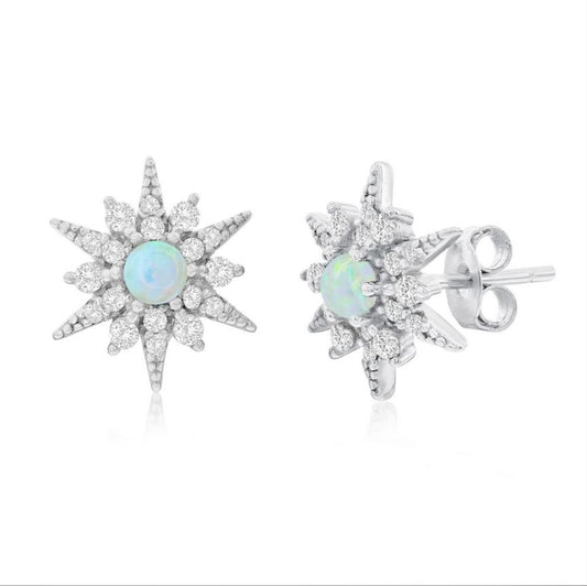 Snowflake Simulated Opal Earrings