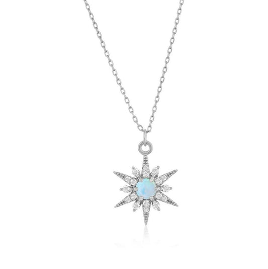 Snowflake Simulated Opal Necklace