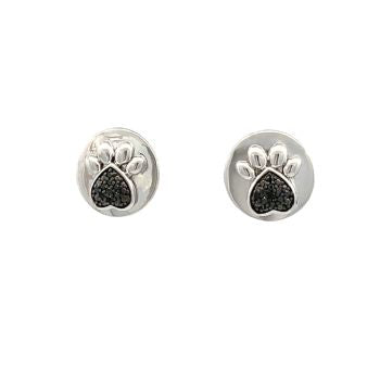 Oreo Black Diamond Paw Earrings
