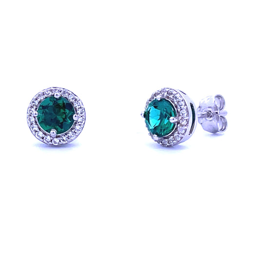 Created Emerald Earrings